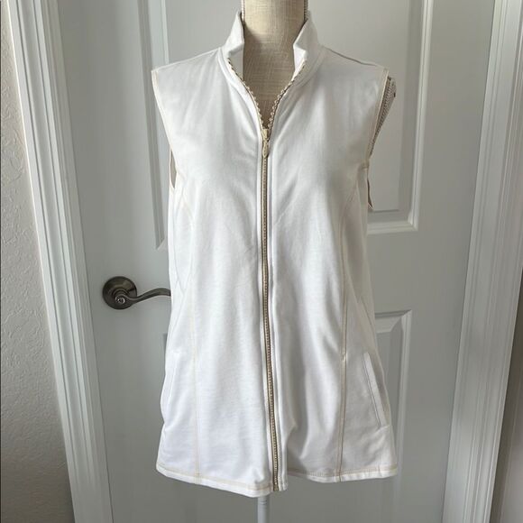 Quacker Factory Tops - Quacker Factory Full Bling Zipper Tunic Sweatshirt Vest Pockets NWT SZ M